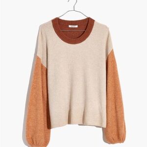 MADEWELL Colorblock Sweater in Cream and Tan